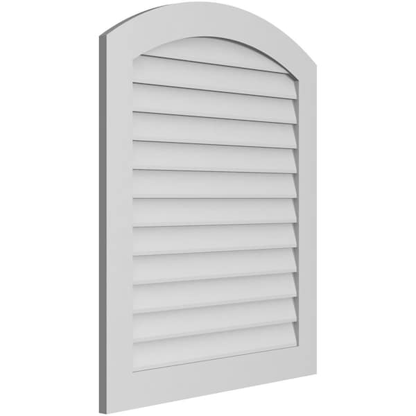 Arch Top Surface Mount PVC Gable Vent: Functional, W/ 3-1/2W X 1P Standard Frame, 34W X 40H